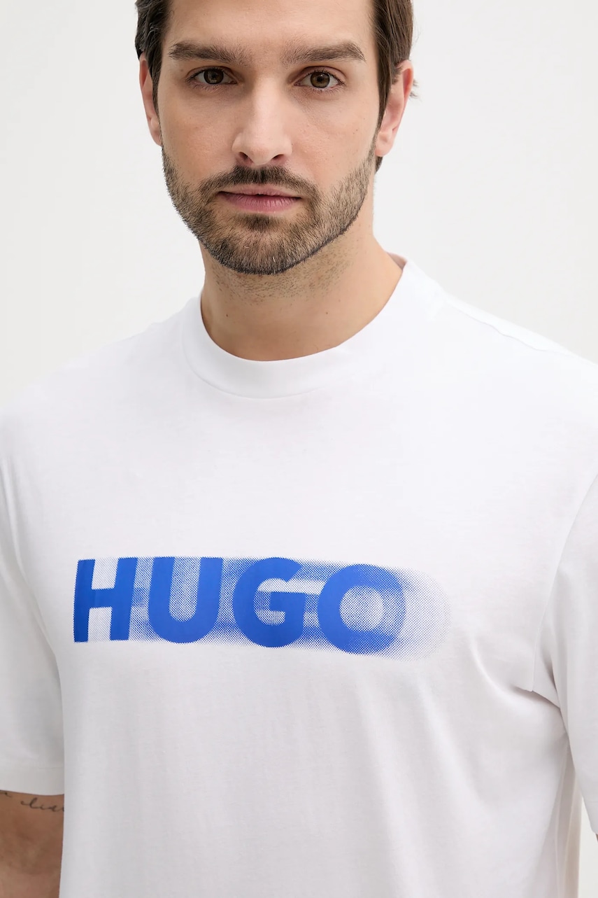 Βαμβακερό μπλουζάκι Hugo Blue ανδρικό, χρώμα: άσπρο, 50543493 φωτογραφία