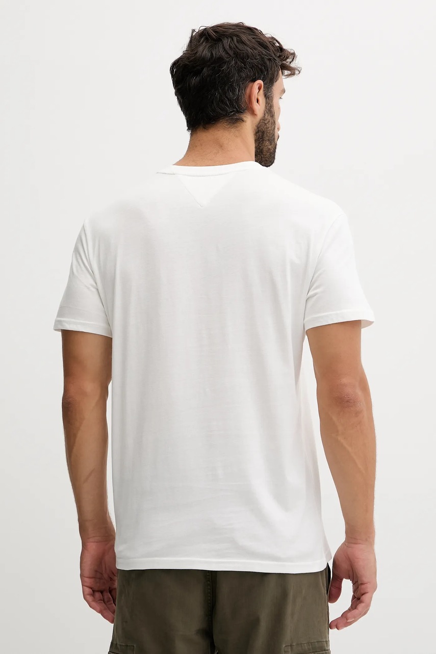 Хлопковая футболка Tommy Jeans цвет белый с принтом DM0DM21978