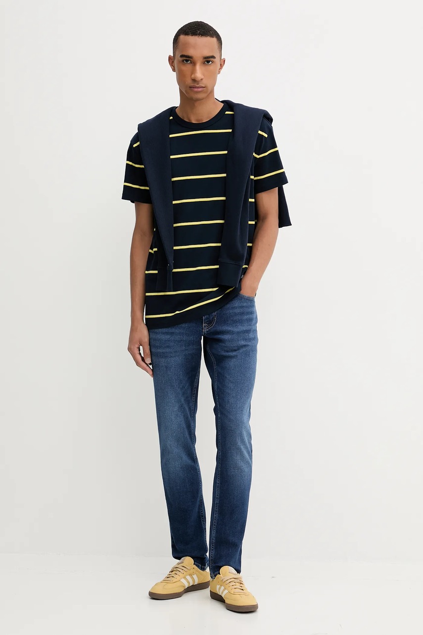 Хлопковая футболка Tommy Jeans цвет синий узор DM0DM21983