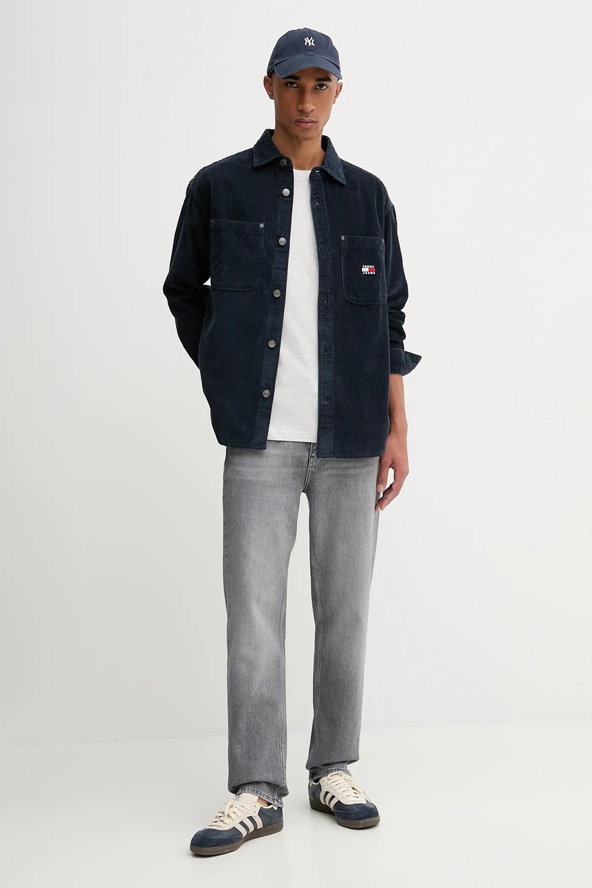 Хлопковая футболка Tommy Jeans цвет серый с принтом DM0DM22049