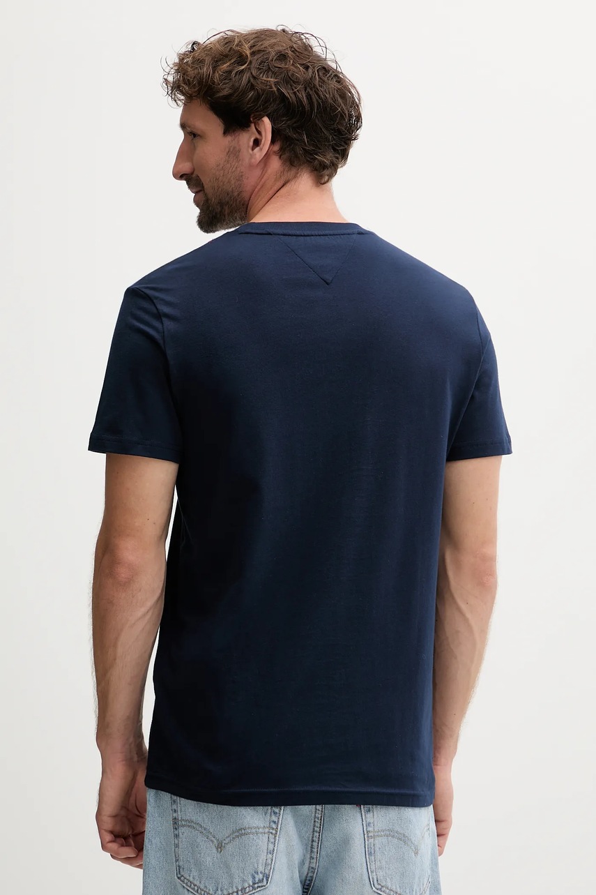 Хлопковая футболка Tommy Jeans цвет синий с принтом DM0DM22127