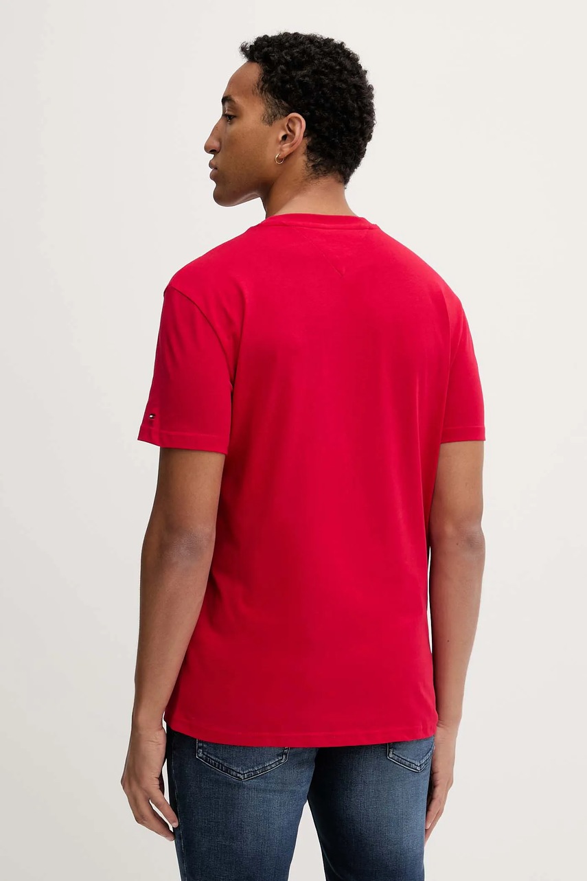 Хлопковая футболка Tommy Jeans цвет красный однотонная DM0DM22138 Хлопковая футболка Tommy Jeans цвет красный однотонная DM0DM22138