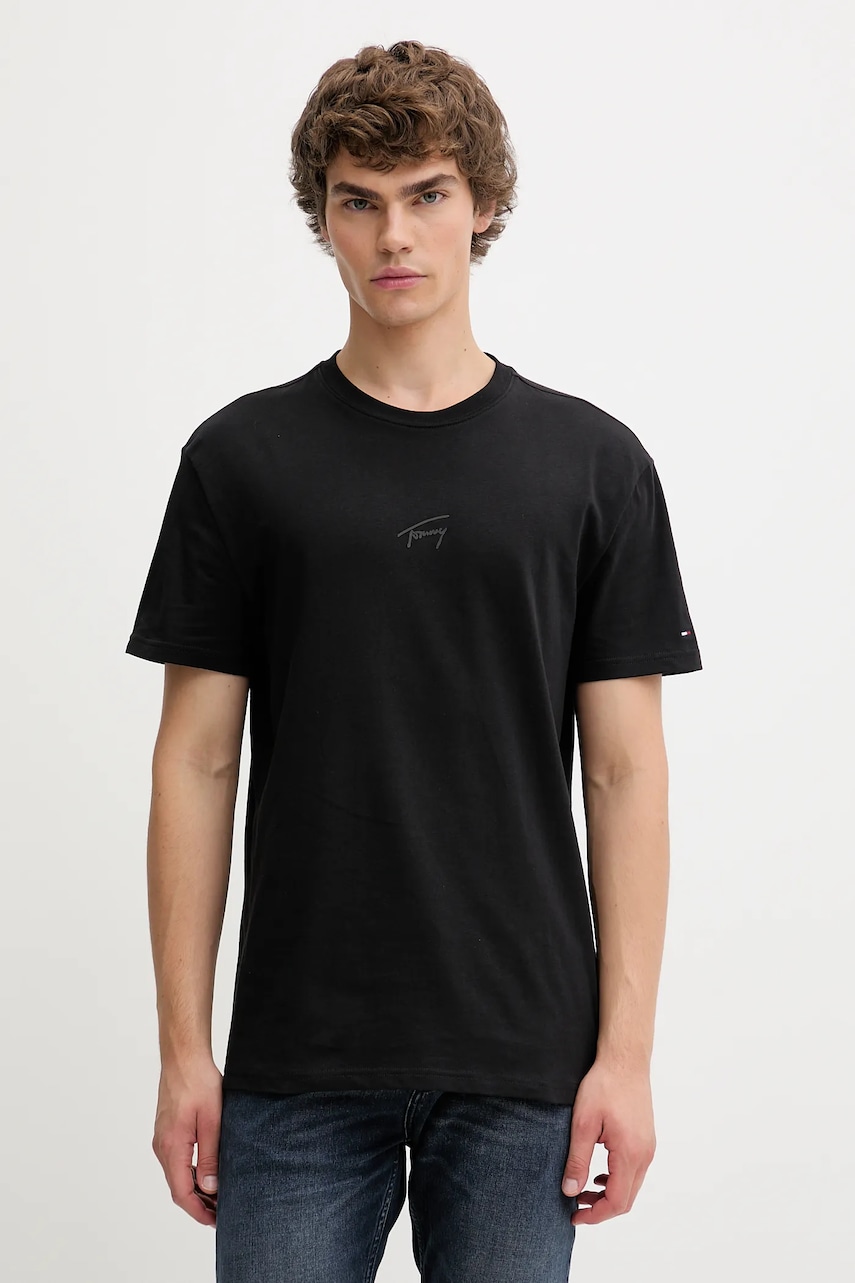 Tommy Jeans tricou din bumbac culoarea negru, uni, DM0DM22138