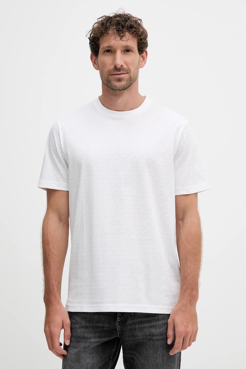 Michael Kors tricou din bumbac culoarea alb, cu imprimeu, CS5529A5KS