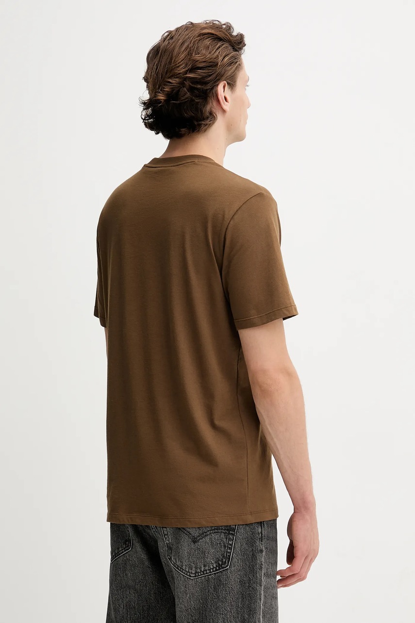 Хлопковая футболка HUGO цвет коричневый с принтом 50542560