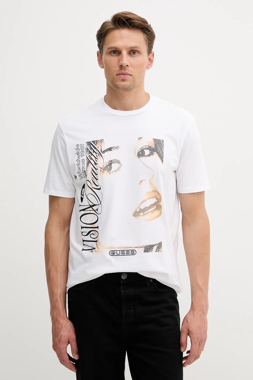 Βαμβακερό μπλουζάκι Guess