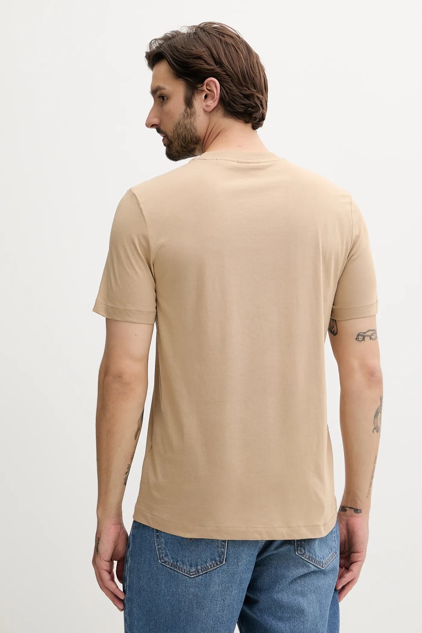 Хлопковая футболка HUGO цвет зелёный с принтом 50542784