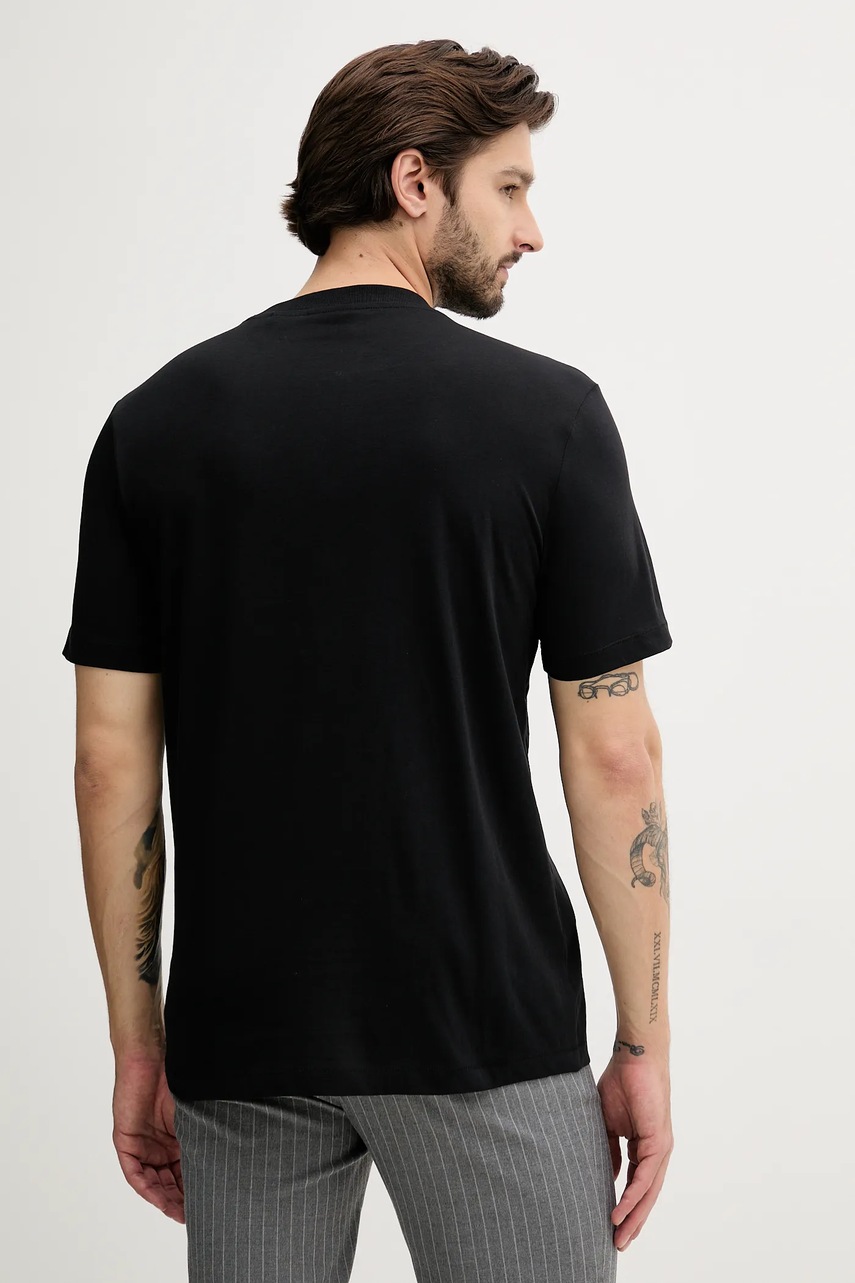 Хлопковая футболка HUGO цвет чёрный с принтом 50542784