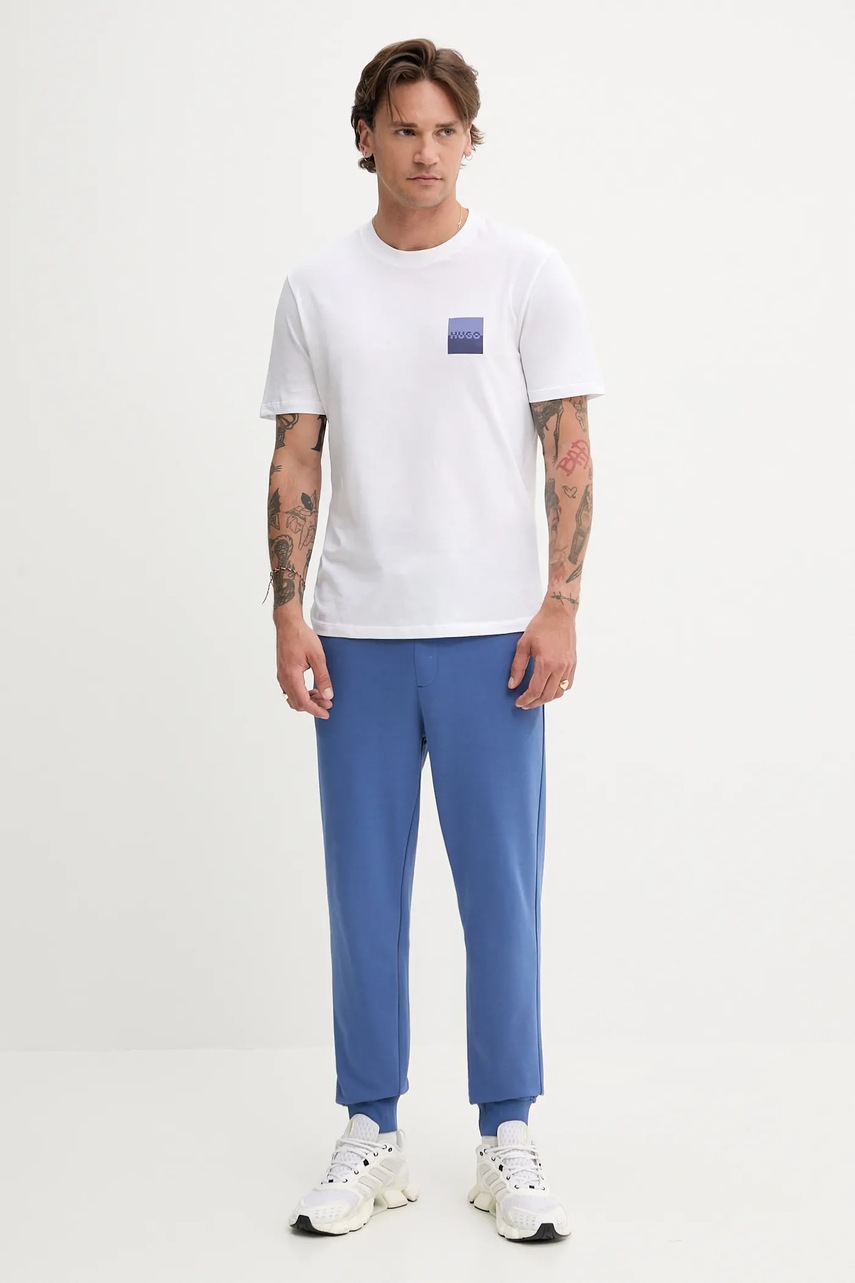 Хлопковая футболка HUGO цвет белый с принтом 50544458