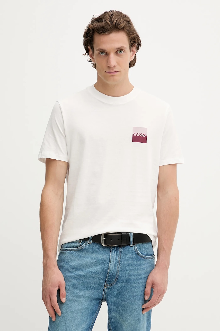 HUGO tricou din bumbac culoarea negru, cu imprimeu, 50544458