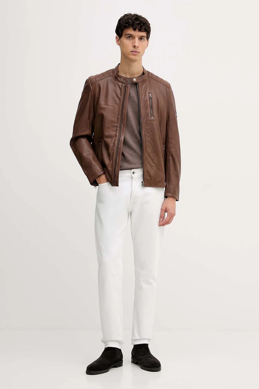 Хлопковая футболка United Colors of Benetton цвет коричневый меланж 3UWFU10AU