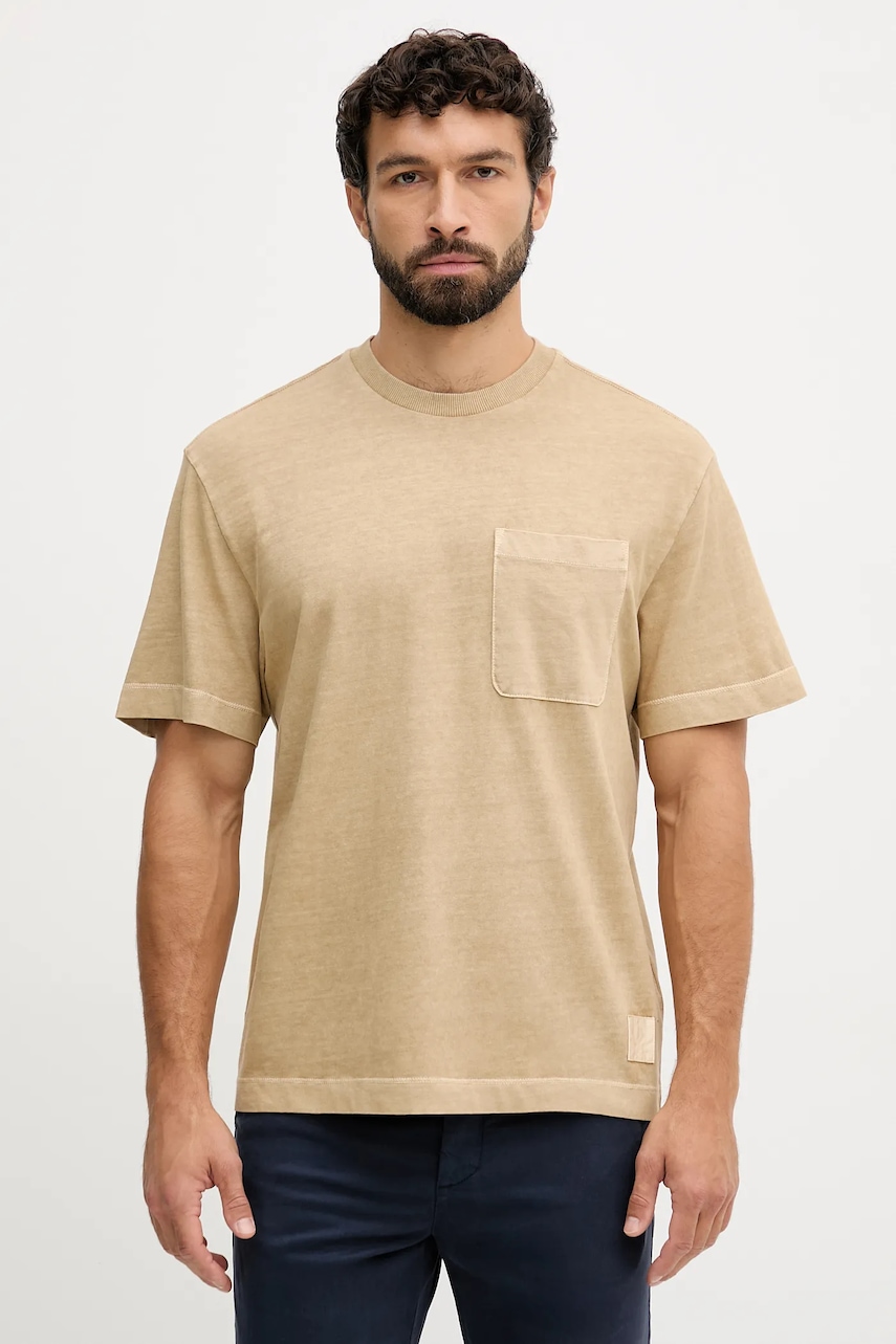 Levně Bavlněné tričko United Colors of Benetton pánské, zelená barva, 3ZITU10AV