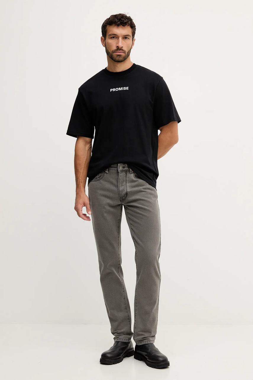 Хлопковая футболка United Colors of Benetton цвет чёрный с принтом 3MI5U10AX