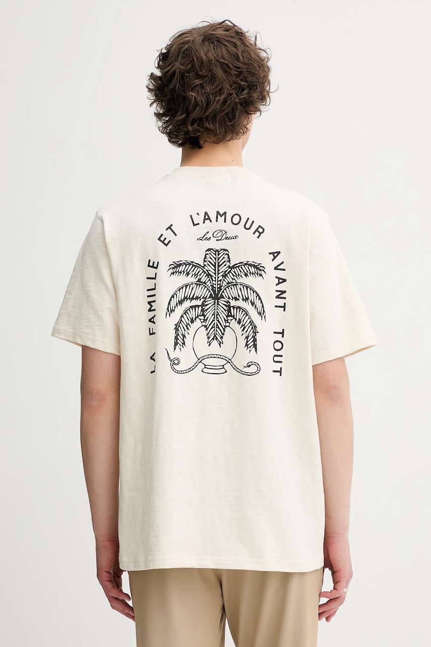Les Deux tricou din bumbac Diaz culoarea bej, cu imprimeu, 1000212