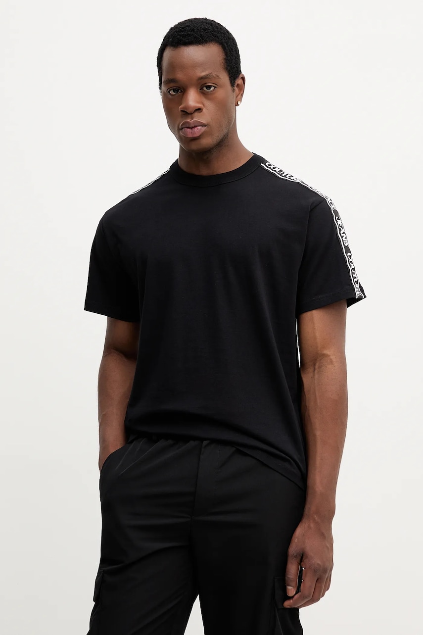 Versace Jeans Couture tricou din bumbac culoarea negru, cu imprimeu, 79GAHC02 CJ01C