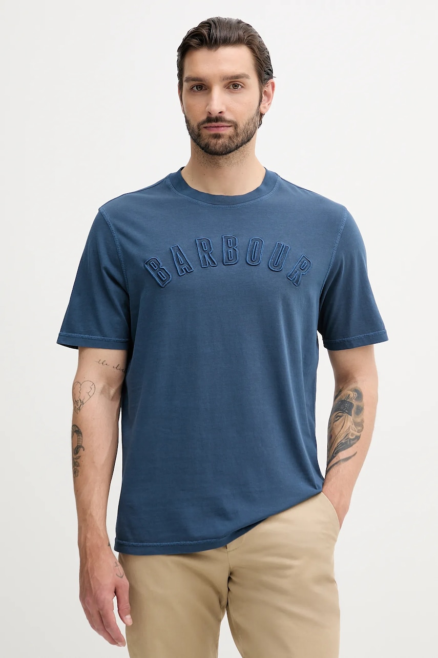Barbour tricou din bumbac BANFORD culoarea bleumarin, cu imprimeu, MTS1443