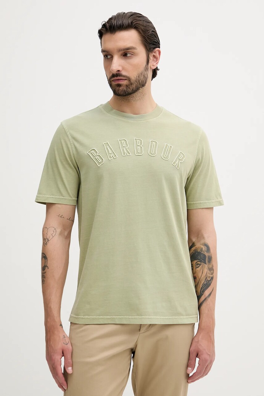 Barbour tricou din bumbac BANFORD culoarea verde, cu imprimeu, MTS1443