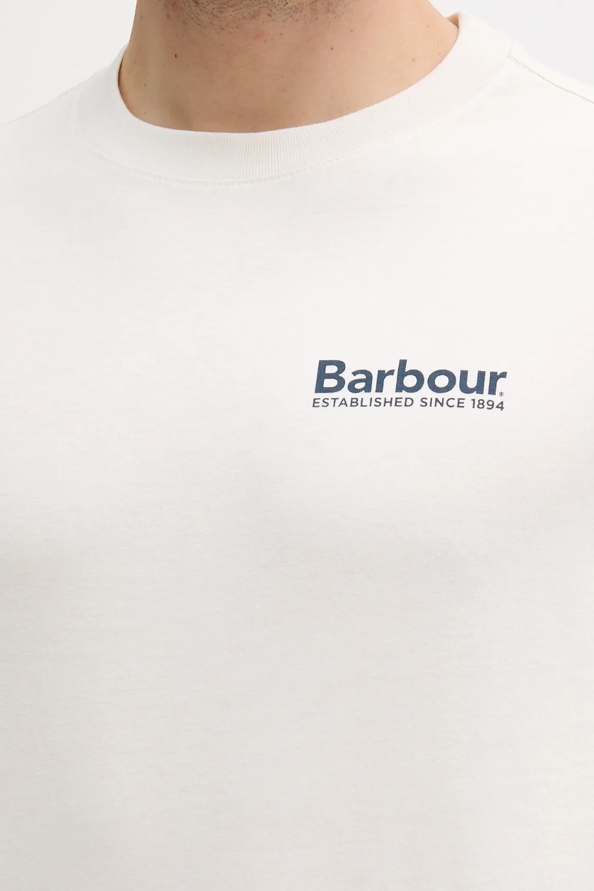 Βαμβακερό μπλουζάκι Barbour MOONWELL ανδρικό, χρώμα: μπεζ, MTS1465 φωτογραφία