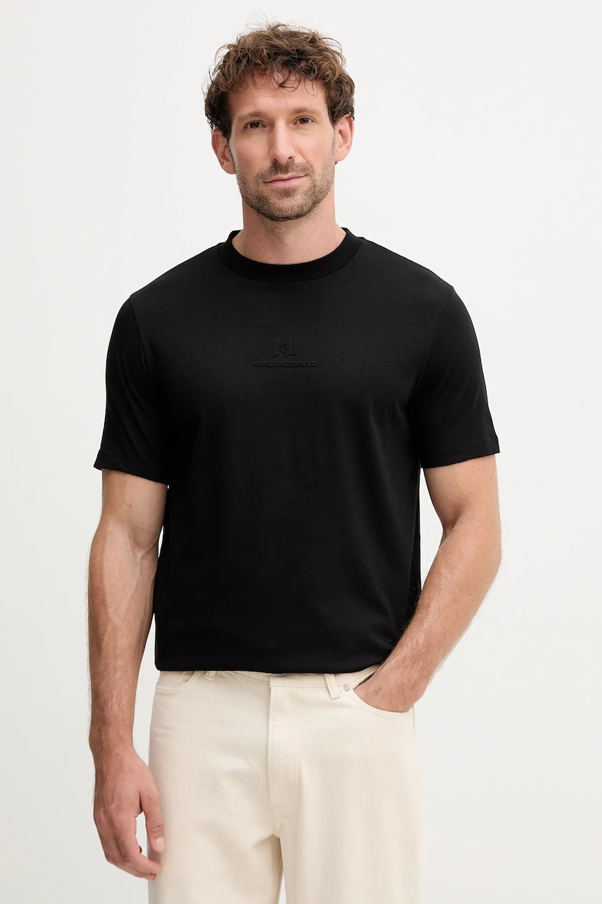Karl Lagerfeld tricou din bumbac culoarea negru, cu imprimeu, 554225.755036 Karl Lagerfeld tricou din bumbac culoarea negru, cu imprimeu, 554225.755036