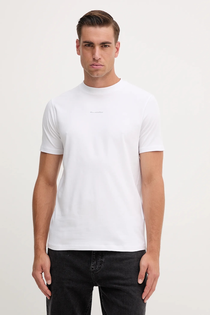 Karl Lagerfeld tricou din bumbac culoarea alb, cu imprimeu, 554235.755051