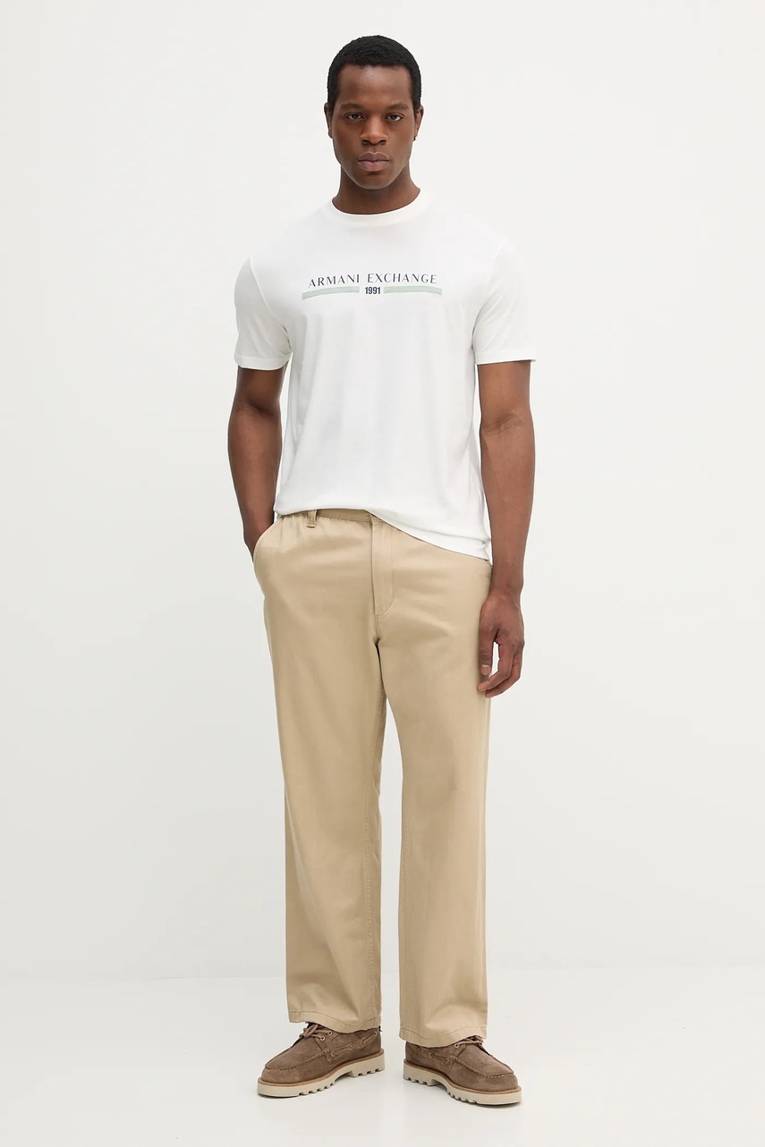 Хлопковая футболка Armani Exchange цвет белый с принтом XM001074 AF10356 Хлопковая футболка Armani Exchange цвет белый с принтом XM001074 AF10356