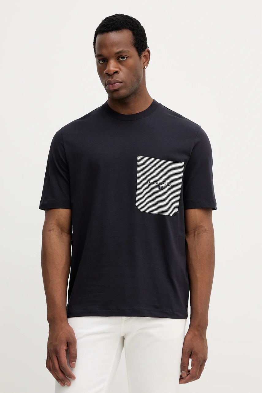 Levně Bavlněné tričko Armani Exchange pánské, tmavomodrá barva, XM001080 AF10361