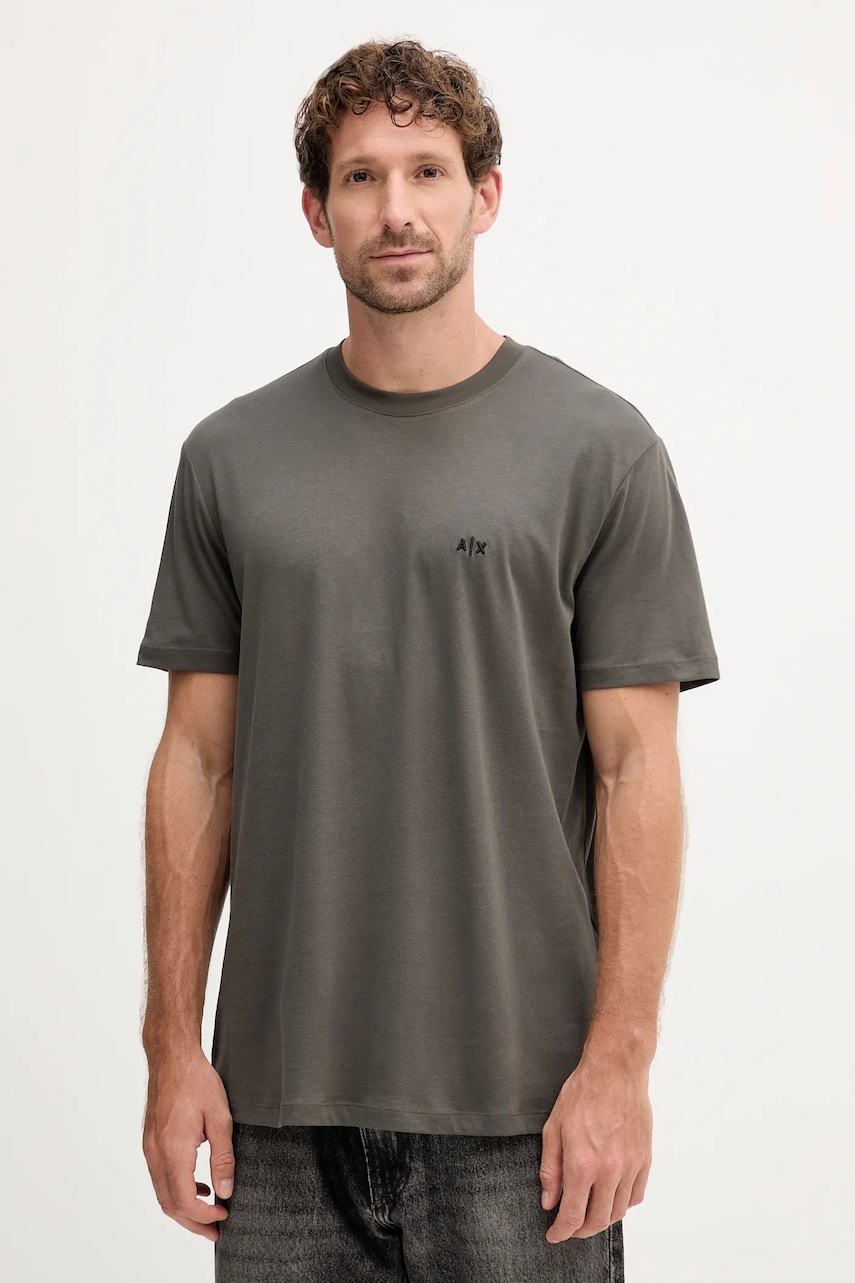 Levně Bavlněné tričko Armani Exchange pánské, zelená barva, XM001568 AF10358