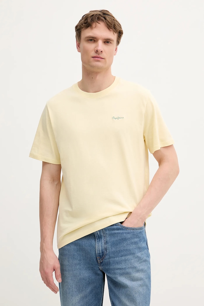 Pepe Jeans tricou din bumbac culoarea galben, uni, PM509741