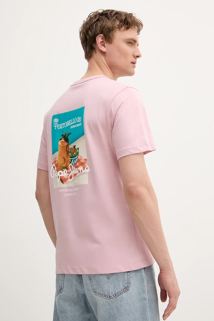 Pepe Jeans tricou din bumbac culoarea roz, cu imprimeu, PM509956