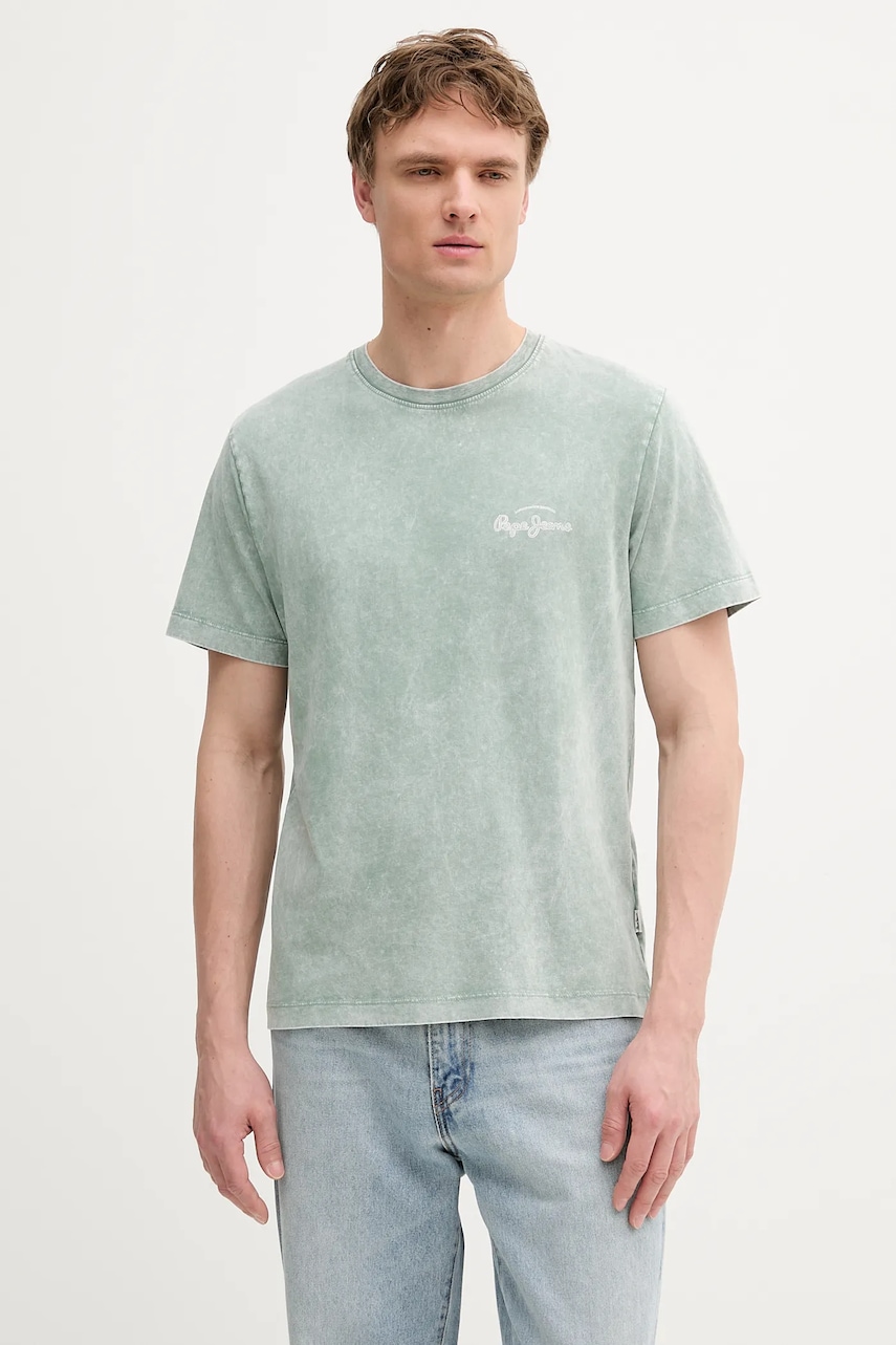 Pepe Jeans tricou din bumbac culoarea verde, cu imprimeu, PM509960