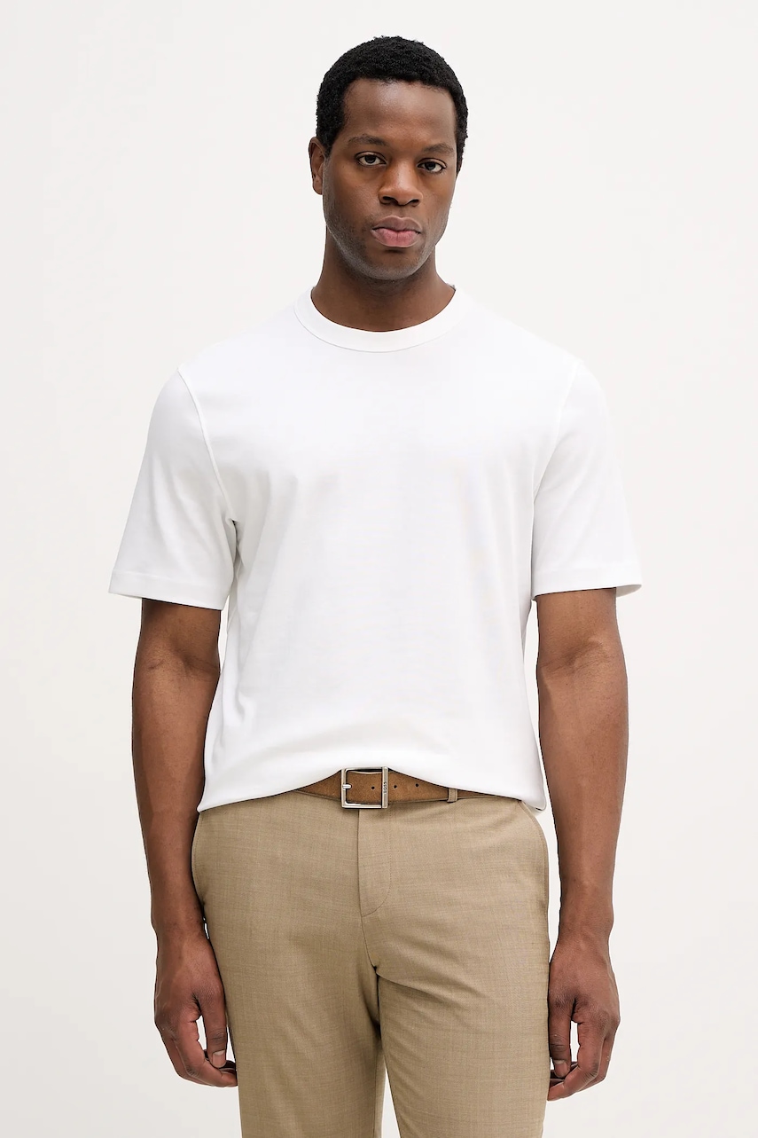 Sisley tricou din bumbac culoarea bej, uni, 3YNVS104Q