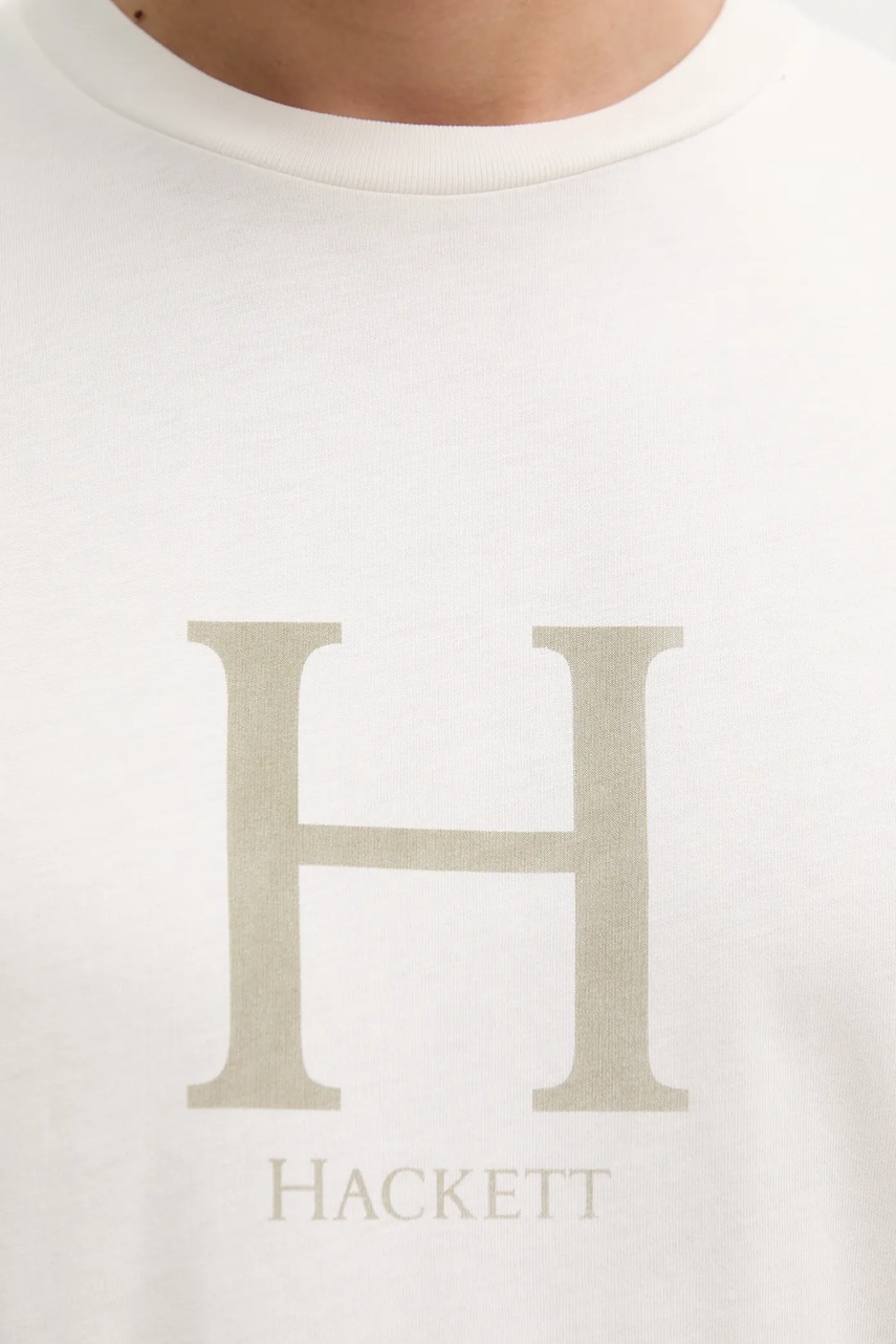 Βαμβακερό μπλουζάκι Hackett London ανδρικό, χρώμα: μπεζ, HM5000002 φωτογραφία