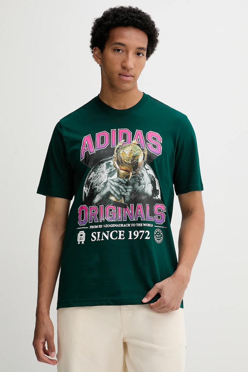 adidas Originals tricou Graphic Reg Sst culoarea verde, cu imprimeu, JW2974