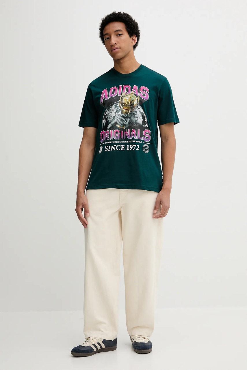 Футболка adidas Originals Graphic Reg Sst цвет зелёный с принтом JW2974