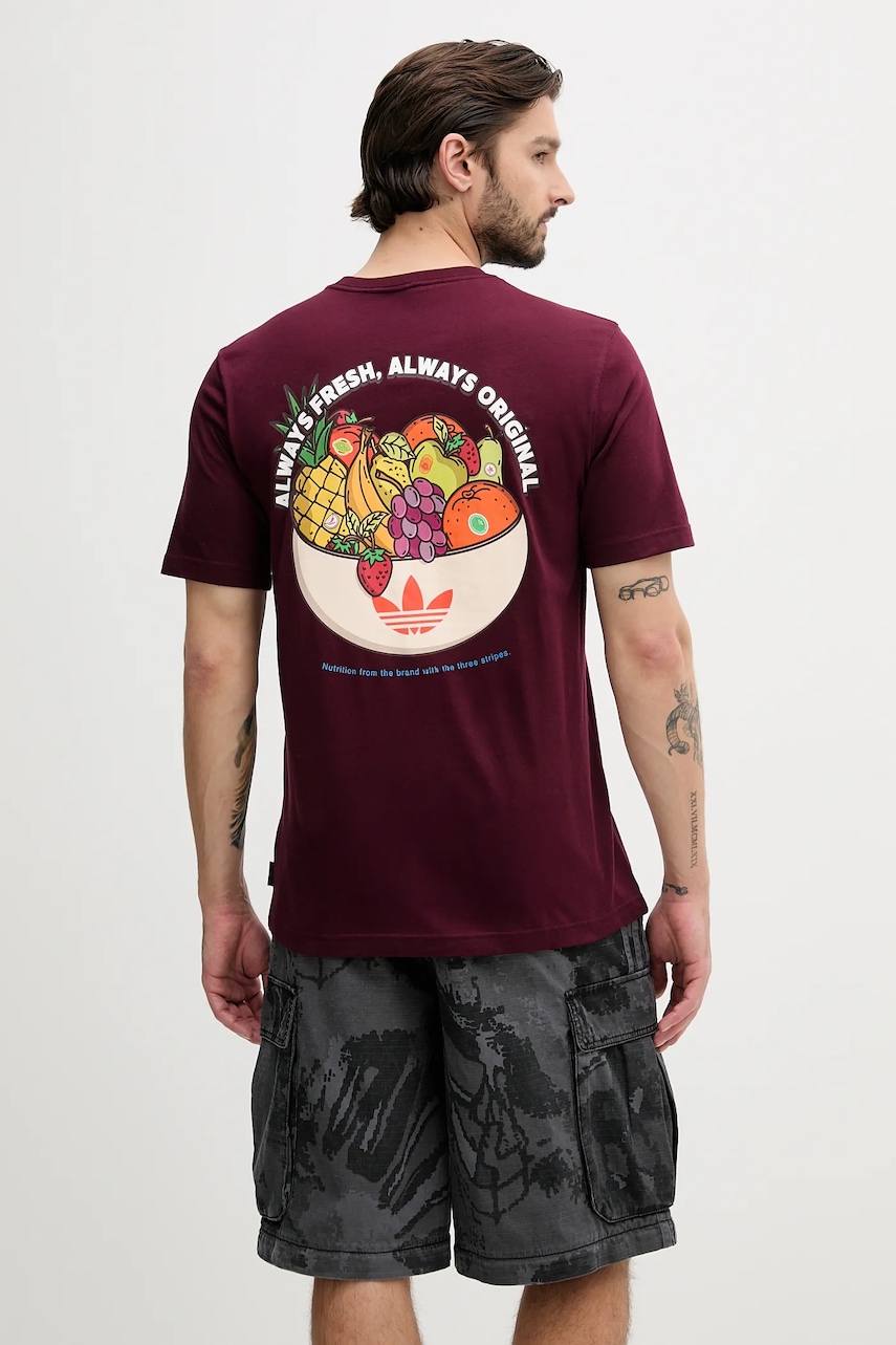 adidas Originals tricou din bumbac Graphic Lo Ss T culoarea bordo, cu imprimeu, JW2976