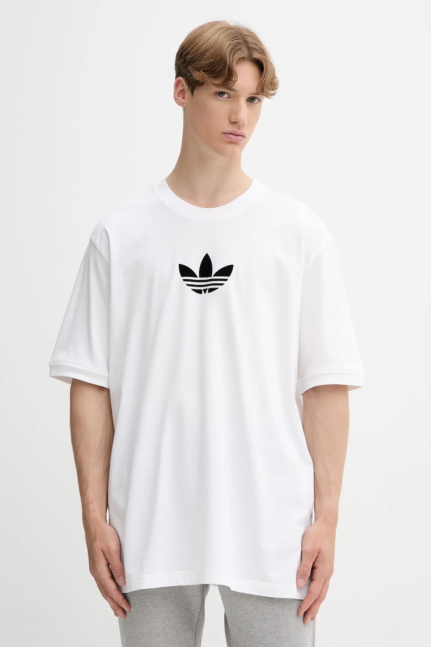 adidas Originals tricou din bumbac Oversize Tee culoarea alb, uni, JX1515