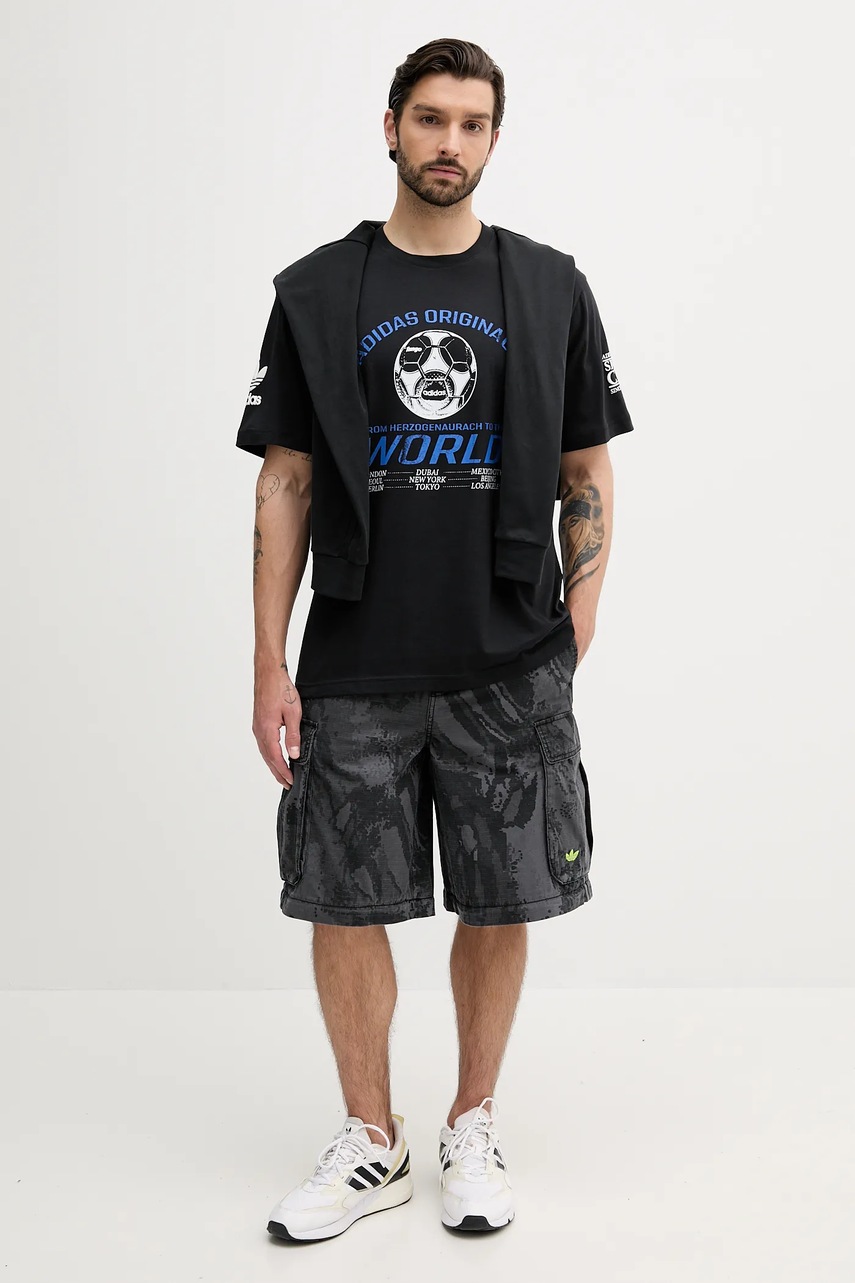 Хлопковая футболка adidas Originals 90S Football Tee цвет чёрный с принтом JX3064