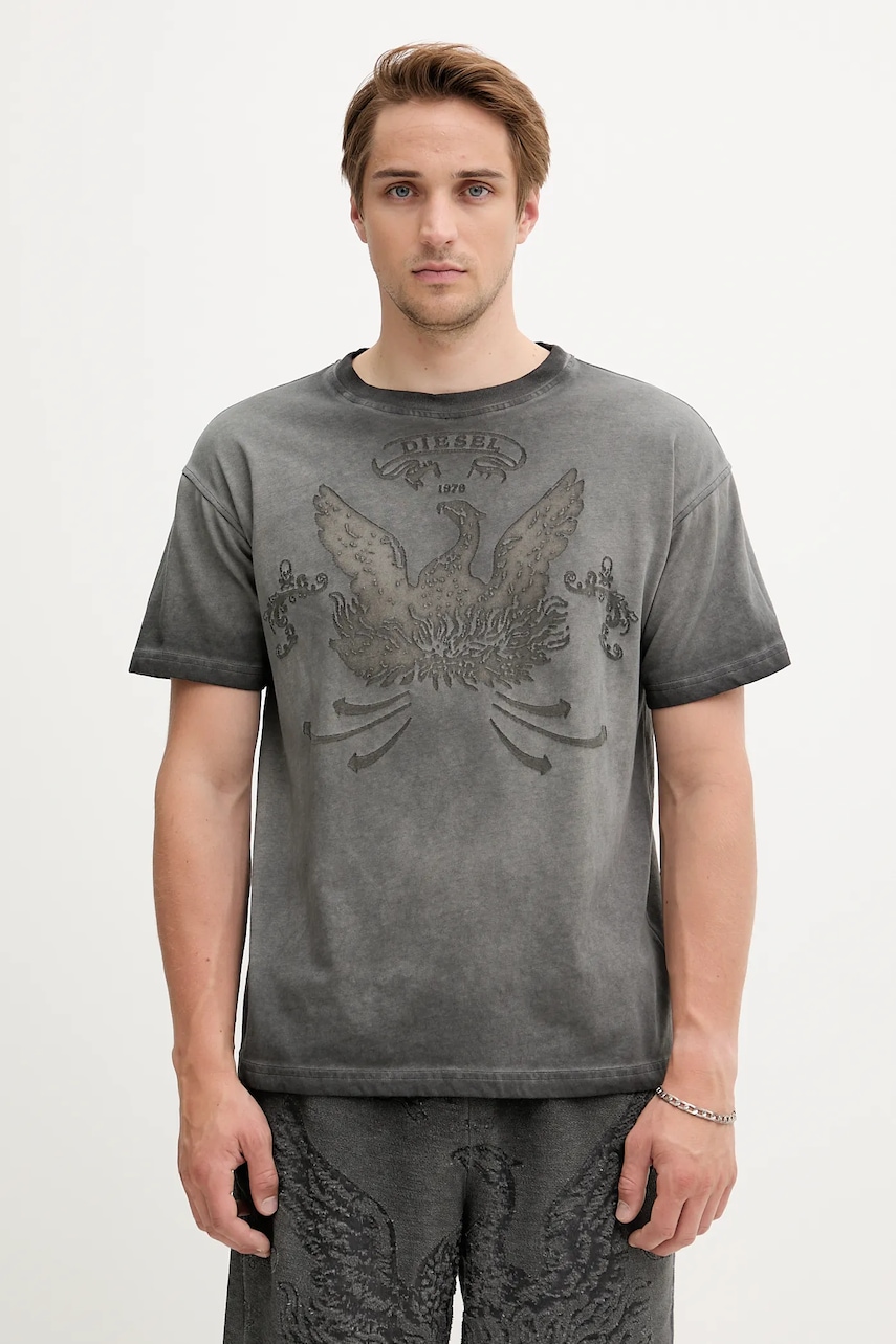Diesel tricou T-NORM-T9 culoarea gri, cu imprimeu, A19373.0DLBW