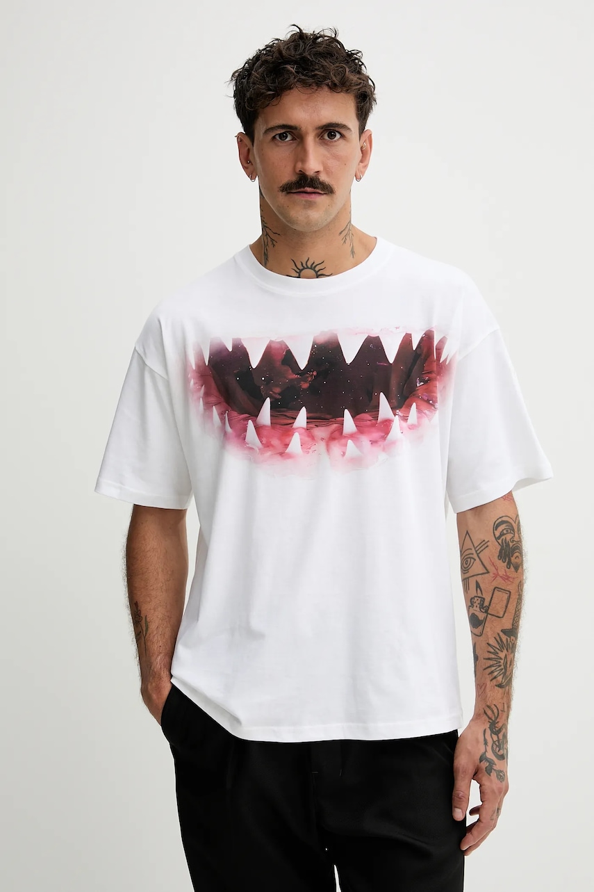 Diesel tricou din bumbac T-BOXT-T21 culoarea alb, cu imprimeu, A19617.0PLAT