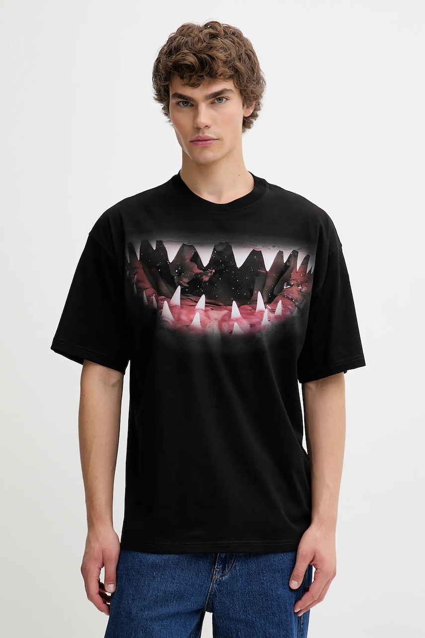 Diesel tricou din bumbac T-BOXT-T21 culoarea negru, cu imprimeu, A19617.0PLAT