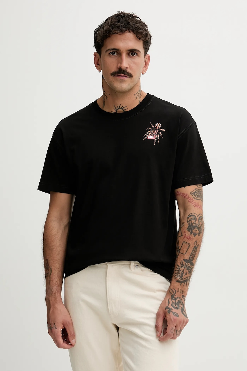 Diesel tricou din bumbac T-NORM-SPIDER culoarea negru, cu imprimeu, A19662.0QIAM