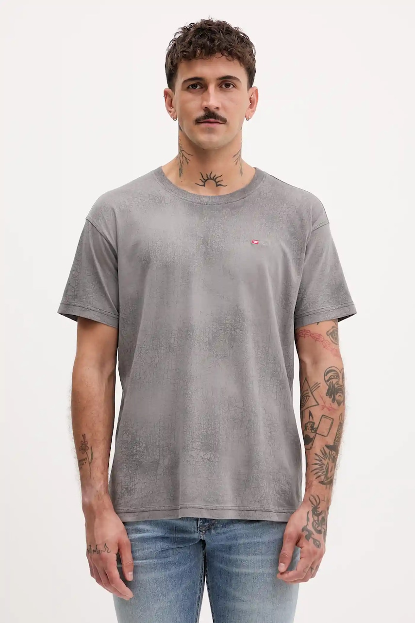 Diesel tricou din bumbac T-NORM-T8 culoarea gri, cu model, A18486.0PLBU