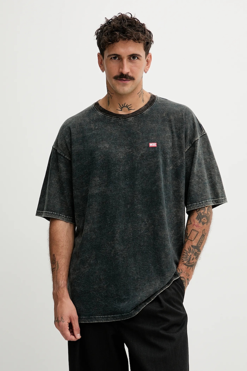 Diesel tricou din bumbac T-BOXT-T4 culoarea gri, melanj, A18643.0AGBY