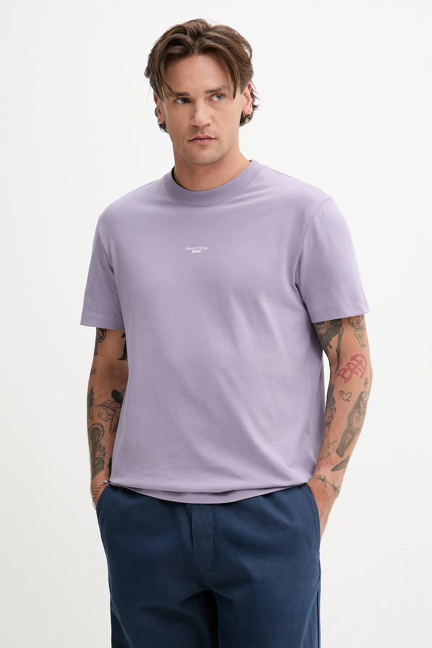 Marc O'Polo tricou din bumbac culoarea violet, cu imprimeu, 5000006576