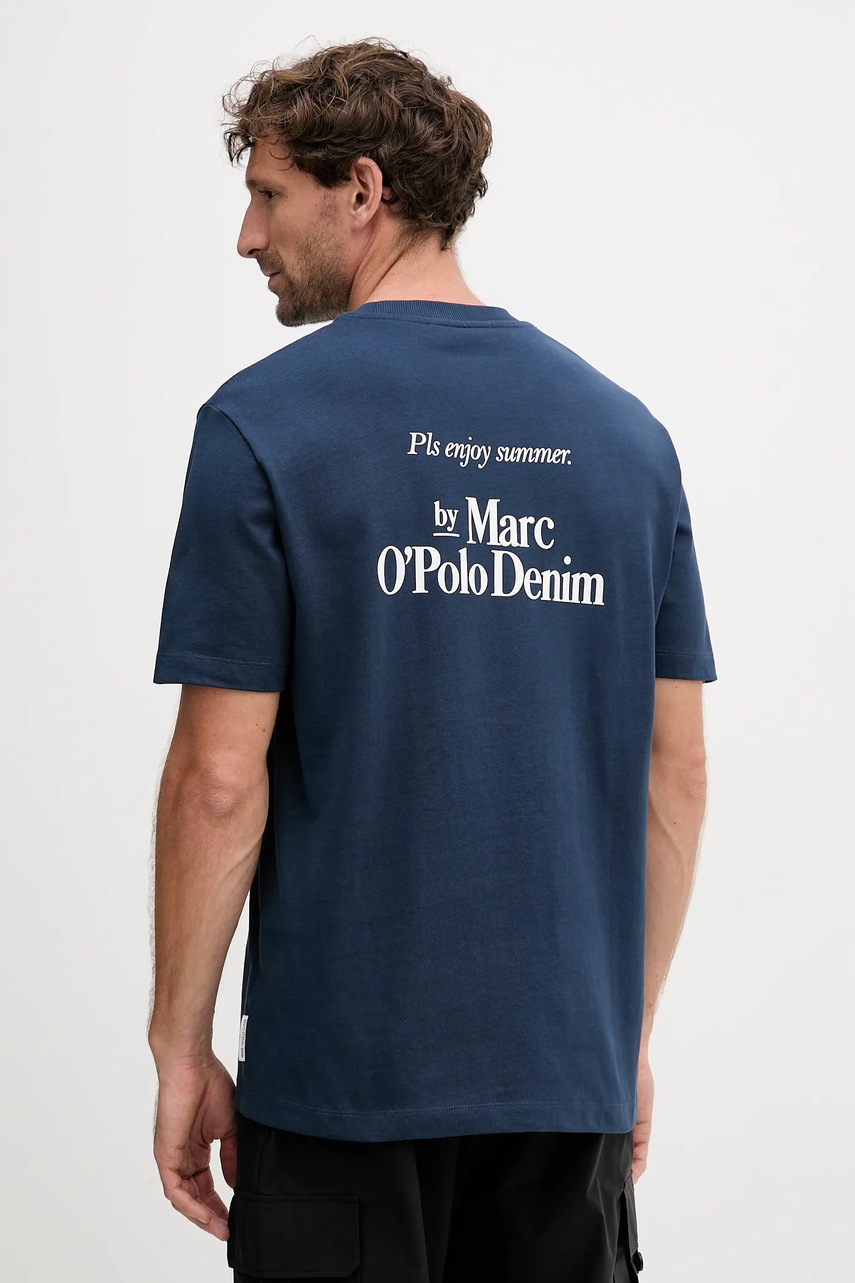 Marc O'Polo tricou din bumbac culoarea bleumarin, cu imprimeu, 5000006584