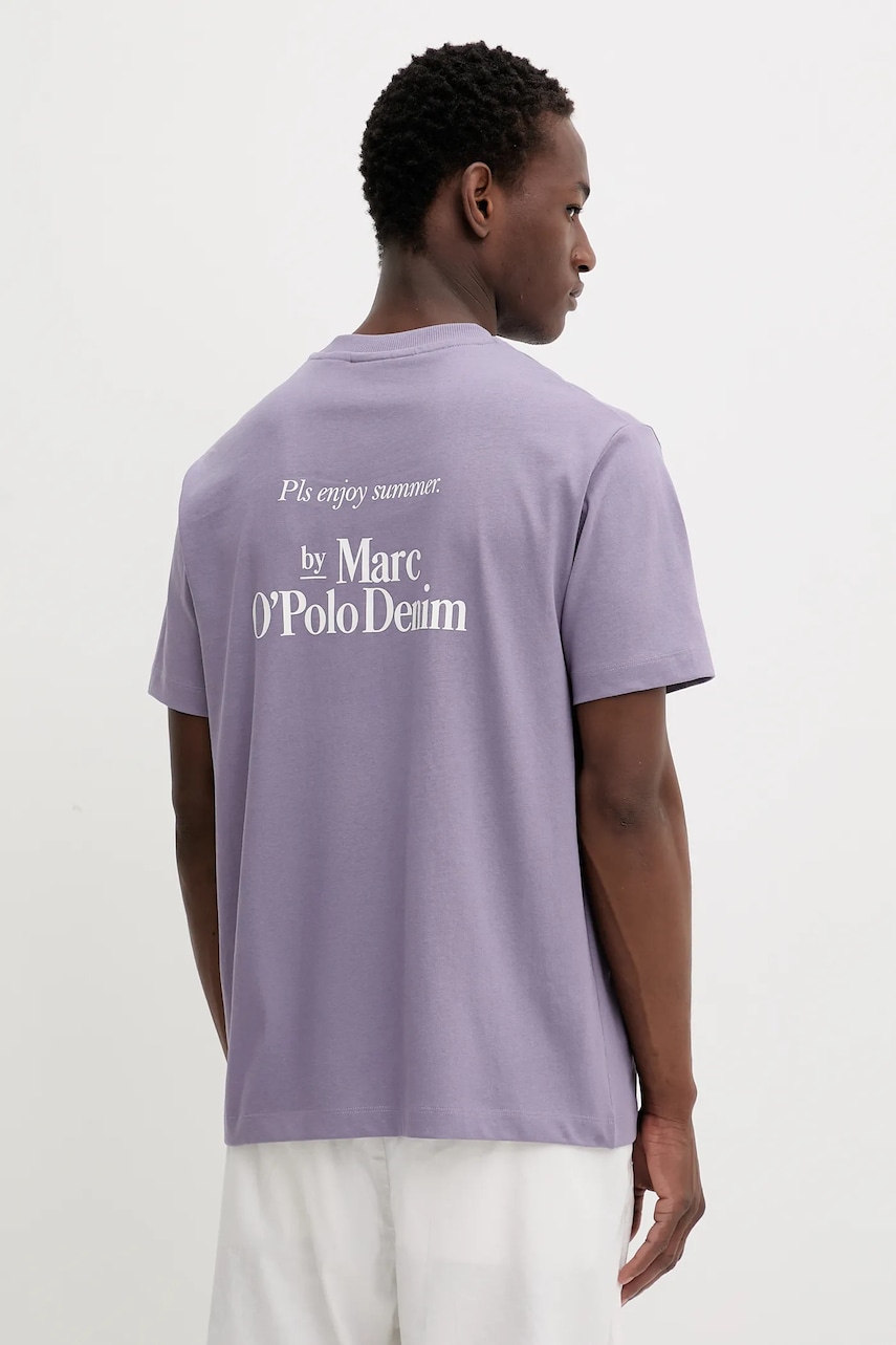 Marc O'Polo tricou din bumbac culoarea violet, cu imprimeu, 5000006584