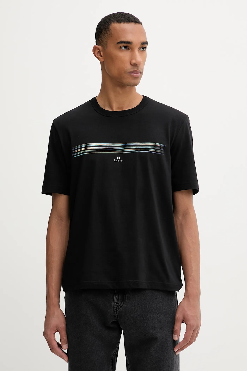 PS Paul Smith tricou din bumbac culoarea negru, cu imprimeu, M2R-220X-TP5447