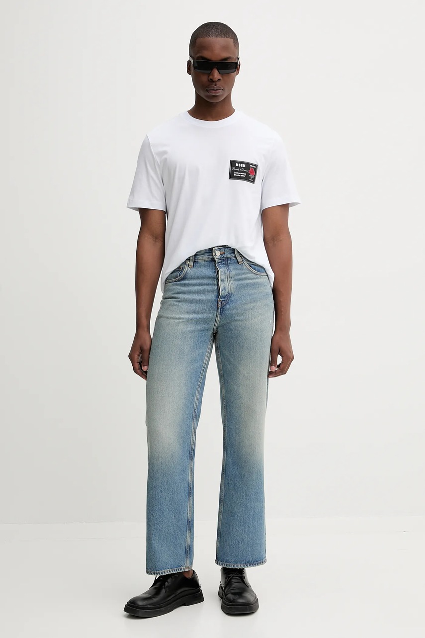 Хлопковая футболка MSGM цвет белый однотонная 3940MM118.257798 Хлопковая футболка MSGM цвет белый однотонная 3940MM118.257798
