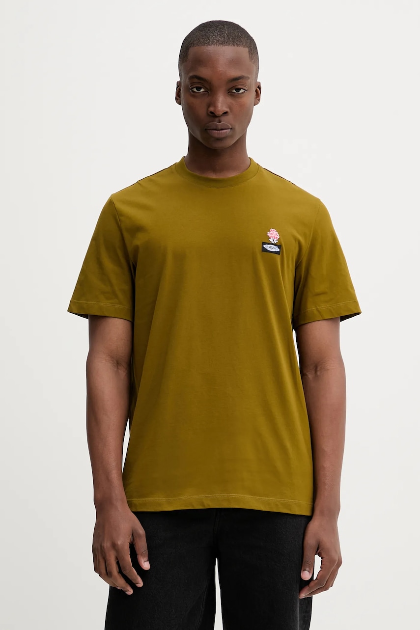 MSGM tricou din bumbac culoarea verde, cu imprimeu, 3940MM117.257798