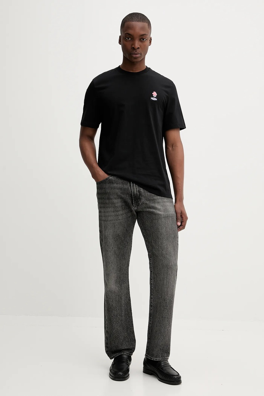 Хлопковая футболка MSGM цвет чёрный с аппликацией 3940MM117.257798